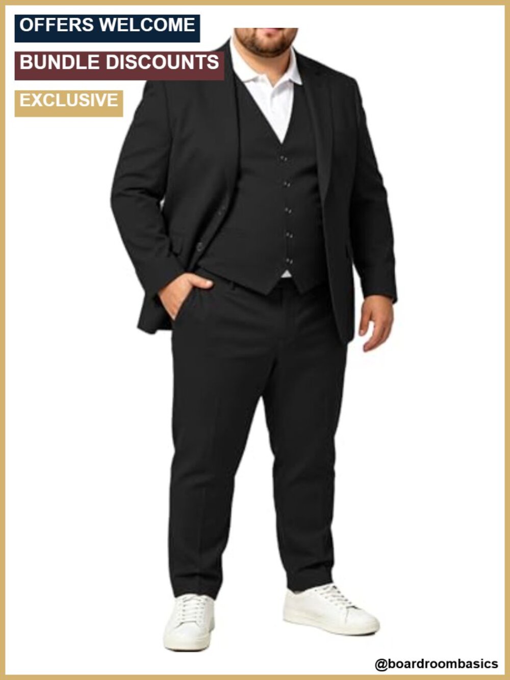 Men's Big & Tall 3-Piece Suit Set Classic Fit Blazer Vest Pants